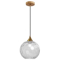 Colorful Ripple Glass Pendant Light In Gold Finish Industrial Vintage E27 Loft Bar Ceiling Globe Hanging Lamp Dining Room Kitchen Island Lighting Fixture - Clear