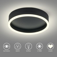 Modern Led Ceiling Light,11.82 Inch Black Ceiling Lamps,5000K Cool White 18W Led Flush Mount Round Fixtures,For Office Entrance Kitchen Stairwell Basement Bedroom Washroom.