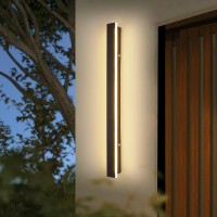 Modern Outdoor Long Led Porch Lights, 31 W Tricolor Light 3000K/4500K/6000K Wall Mounted Simple Long Strip Acrylic Wall Light, 31.4 Inch