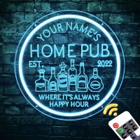 Mimaik Custom Bar Neon Sign With Remote For Man Cave Wall Decor Personalized Led Dimmable Bar Neon Light Light Up Signs Home B