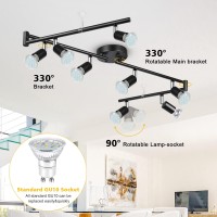 Unicozin Led 8 Light Track Lighting Kit, Black 8 Way Ceiling Spot Lighting, Flexibly Rotatable Light Head, Track Light Included 8 X Led Gu10 Bulb (4W, Daylight White 5000K, 400Lm)