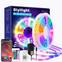 Diyilight 65.6Ft Led Strip Lights 24V Smart Light Strips With App Control And Remote, 5050 Rgb Led Lights For Bedroom, Music Sync Color Changing Lights For Room Party