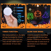 Lolstar Halloween Decorations 3 Pack Orange Pumpkin Green Spider Purple Witch Hat Halloween Window Lights With Suction Cup Batte