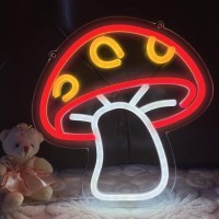 Mushroom Red Cute Led Neon Sign With 3D Art Usb Power Light Signs For Wall Dacor Boy Girls Room Dorm Decorations Christmas Gift With Dimmer Swith