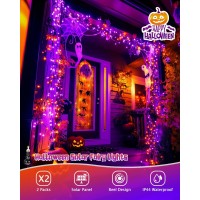 Jmexsuss 2 Pack Solar Halloween Lights 33Ft 100 Led Orange And Purple Halloween String Lights 8 Modes Solar Fairy Lights For T