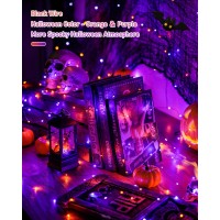 Jmexsuss 2 Pack Solar Halloween Lights 33Ft 100 Led Orange And Purple Halloween String Lights 8 Modes Solar Fairy Lights For T