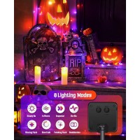 Jmexsuss 2 Pack Solar Halloween Lights 33Ft 100 Led Orange And Purple Halloween String Lights 8 Modes Solar Fairy Lights For T