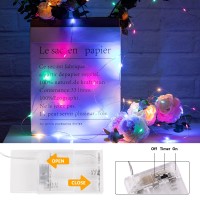 Minetom Fairy Lights Battery Operated 5 Pack 7 Ft 20 Led String Lights With Timer Waterproof Silver Wire Fairy Lights For Bedr