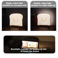 Yenergy Toast Bread Kids Night Light Lamp Child Room Funny Nightlight Decor Bedroom Decorations For Baby Soft Silicone Birthday Gifts (Play)