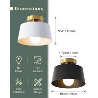 Lhlyclx Ceiling Light Fixture Hallway Ceiling Light With Gold Plate And Matte Black Shade Modern Simple Style Porch Light Fixt