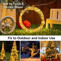 Lightop Solar String Lights Outside Fairy Lights Outdoor Waterproof Copper Wire 2 Pack 33Ft 100Led For Garden Decoration Wedding