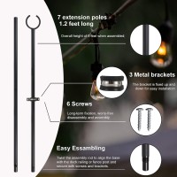 Charon String Light Pole 1 Pack - Outdoor Metal Pole With Hook For Hanging String Lights - Deck Rails Or Fence Posts Lighting Stand For Garden, Backyard, Patio, Parties, Wedding