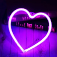 Purple Heart Neon Signs Halloween Decorations Love Shaped Neon Lights Usbbattery Operated Night Lights For Girls Bedroom Wall