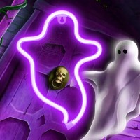 Vicila Purple Ghost Halloween Lights Neon Signs Gothic Shaped Lamp Usbbattery Operated Night Lights For Home Wall Festival