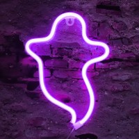 Vicila Purple Ghost Halloween Lights Neon Signs Gothic Shaped Lamp Usbbattery Operated Night Lights For Home Wall Festival