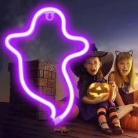 Vicila Purple Ghost Halloween Lights Neon Signs Gothic Shaped Lamp Usbbattery Operated Night Lights For Home Wall Festival