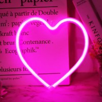 Vicila Pink Heart Neon Signs Valentines Day Lights Love Shaped Lamp Usbbattery Operated Night Lights For Girls Bedroom Wall