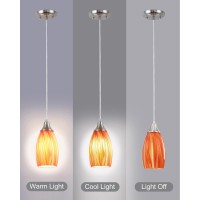 Karyfine Art Glass Mini Pendant Lights For Kithen Island Blown Glass Pendant Lighting Shade With Brushed Nickel Finish 3Pack Han