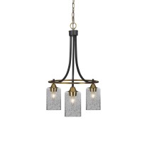 Paramount Downlight, 3 Light, Chandelier In Matte Black And Brass Finish With 4