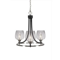 Paramount Uplight, 3 Light, Chandelier In Matte Black And Brushed Nickel Finish With 6