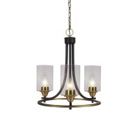 Paramount Uplight, 3 Light, Chandelier In Matte Black And Brass Finish With 4