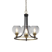 Paramount Uplight, 3 Light, Chandelier In Matte Black And Brass Finish With 5.75