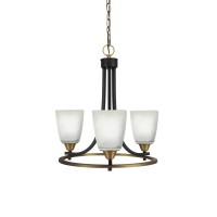 Paramount Uplight, 3 Light, Chandelier In Matte Black And Brass Finish With 4.5