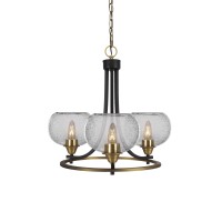 Paramount Uplight, 3 Light, Chandelier In Matte Black And Brass Finish With 7