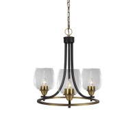 Paramount Uplight, 3 Light, Chandelier In Matte Black And Brass Finish With 6