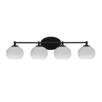 Capri 4 Light Bath Bar Shown In Matte Black Finish With 7