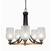 Paramount 5 Light Chandelier In Matte Black And Brass Finish With 5