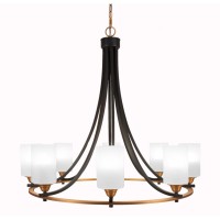 Paramount 8 Light Chandelier In Matte Black & Brass Finish With 4