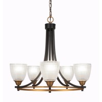 Paramount 5 Light Chandelier In Matte Black And Brass Finish With 5