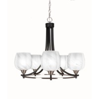 Paramount 5 Light Chandelier In Matte Black And Brushed Nickel Finish With 6