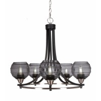 Paramount 5 Light Chandelier In Matte Black And Brushed Nickel Finish With 6