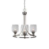 Paramount Uplight, 3 Light, Chandelier In Brushed Nickel Finish With 6