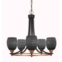 Paramount 5 Light Chandelier In Matte Black And Brass Finish With 5