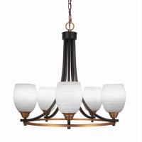 Paramount 5 Light Chandelier In Matte Black And Brass Finish With 5