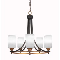 Paramount 5 Light Chandelier In Matte Black And Brass Finish With 4