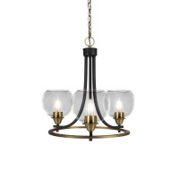 Paramount Uplight, 3 Light, Chandelier In Matte Black And Brass Finish With 5.75