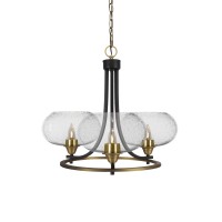 Paramount Uplight, 3 Light, Chandelier In Matte Black And Brass Finish With 10