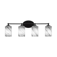 Capri 4 Light Bath Bar Shown In Matte Black Finish With 4