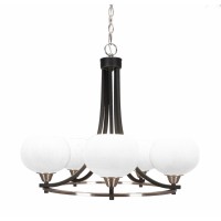 Paramount 5 Light Chandelier In Matte Black And Brushed Nickel Finish With 7