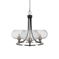 Paramount Uplight, 3 Light, Chandelier In Matte Black And Brushed Nickel Finish With 10