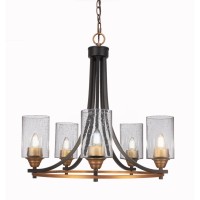 Paramount 5 Light Chandelier In Matte Black And Brass Finish With 4