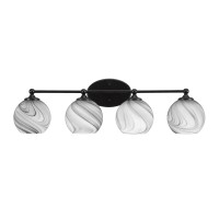 Capri 4 Light Bath Bar Shown In Matte Black Finish With 5.75