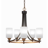 Paramount 5 Light Chandelier In Matte Black And Brass Finish With 4