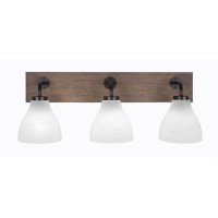 Oxbridge 3 Light Bath Bar In Matte Black & Painted Distressed Wood-Look Metal Finish With 6.25