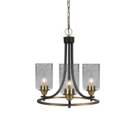 Paramount Uplight, 3 Light, Chandelier In Matte Black And Brass Finish With 4