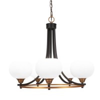 Paramount 5 Light Chandelier In Matte Black And Brass Finish With 5